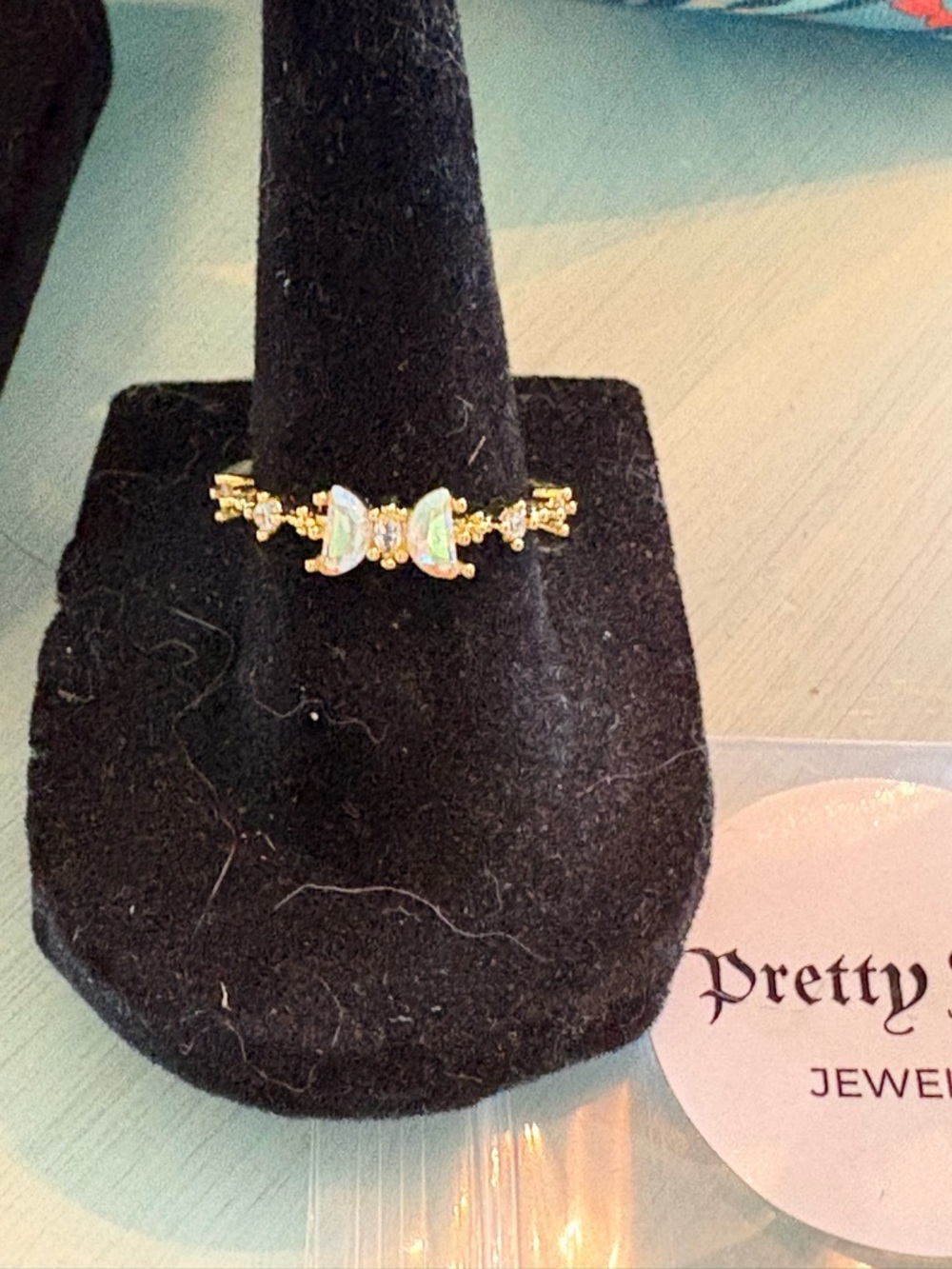 Pretty Bird Gold-Tone Ring with Iridescent  Stones
